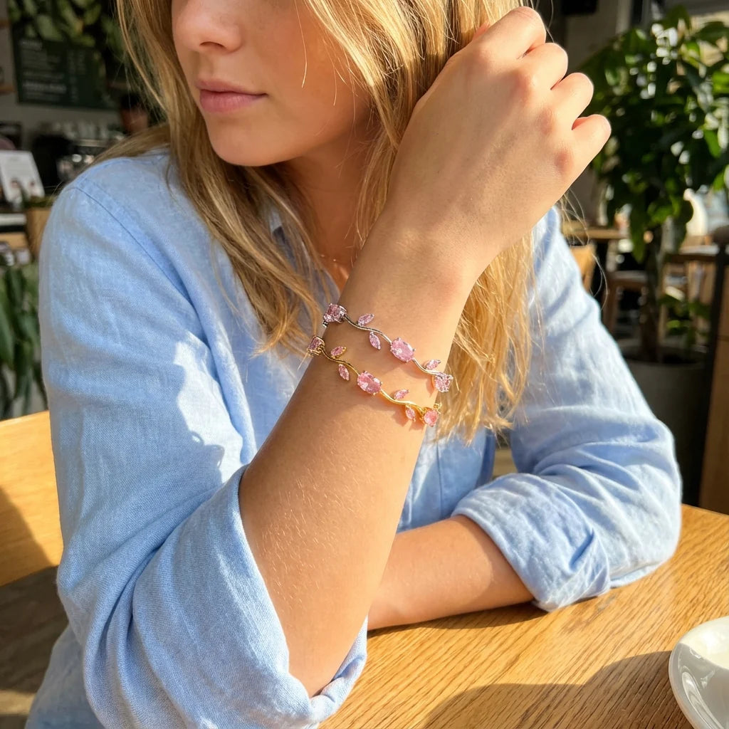 Bracelet - Dainty Rose Flower & Tulips