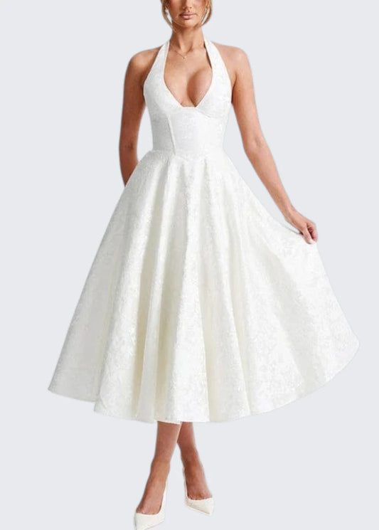 Carmela | Backless Halter Neck Midi Dress